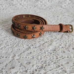 Brown Star Studded Leather Belt